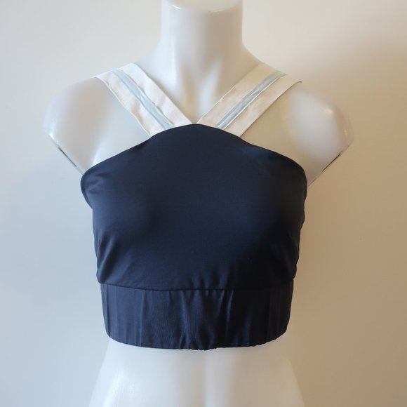 Heroine Sport Other - WOMENS HEROINE SPORT NAVY BLUE WHITE WHITE STRAP SPORTS BRA L *